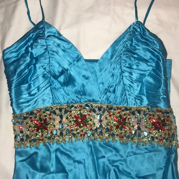 Mini dress silk with beading spaghetti strap - Picture 2 of 5